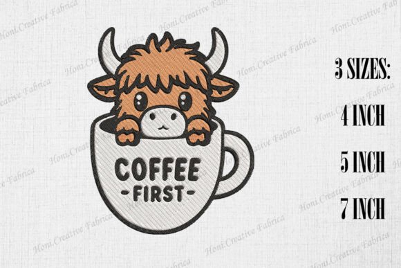 Coffee First Cute Highland Cow Embroidery Review