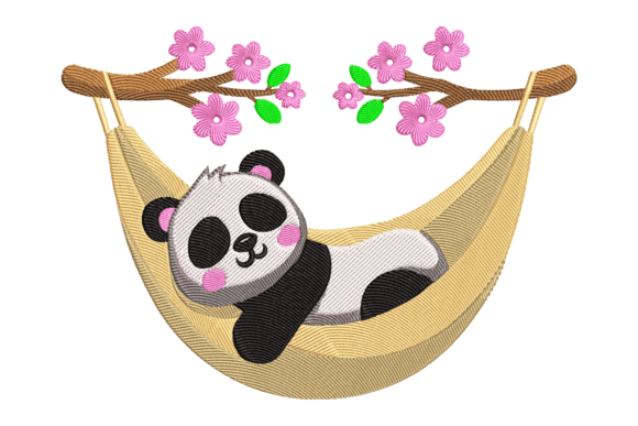 Relaxed Panda: A Charming Embroidery Design for Handmade Gifts