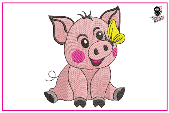 Review: Baby Pig with Butterfly Embroidery Design