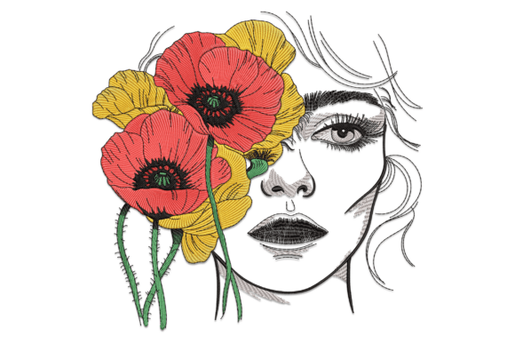 Reviewing Woman Floral Face for Embroidery Projects